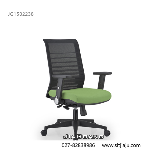 武汉中背办公椅JG1502238黑背绿座